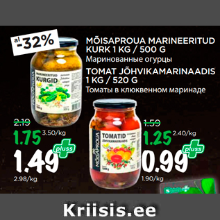 Скидка - Маринованные огурцы; Томаты в клюквенном маринаде