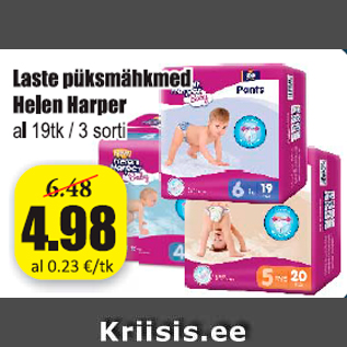 Allahindlus - Laste püksmähkmed Helen Harper