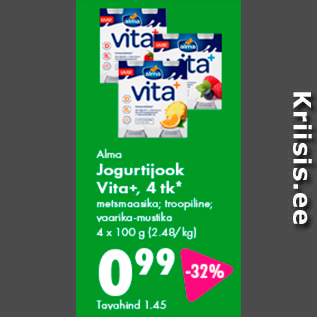 Allahindlus - Alma Jogurtijook Vita+, 4 tk*