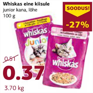 Allahindlus - Whiskas eine kiisule junior kana, lõhe 100 g