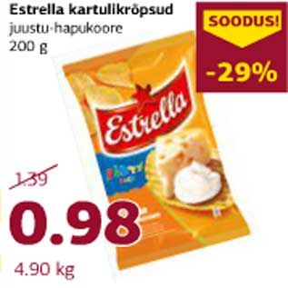 Скидка - Картофельные чипсы Estrella сыр и сметана 200 г