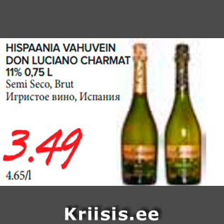 Allahindlus - Hispaania vahuvein Don Luciano Charmat Semi Seco_ Brut