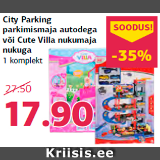 Allahindlus - City Parking parkimismaja autodega või Cute Villa nukumaja nukuga