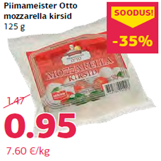 Allahindlus - Piimameister Otto mozzarella kirsid 125 g