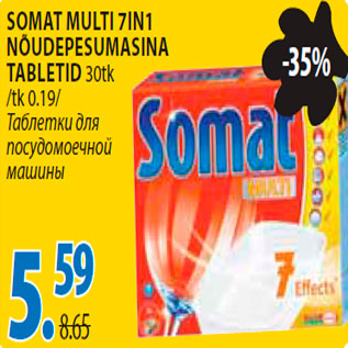 Allahindlus - Somat Multi 7in1 nõudepesumasina tabletid