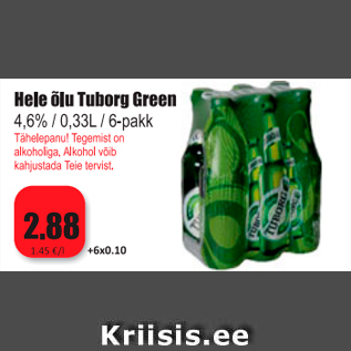 Скидка - Светлое пиво Tuborg Green