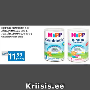 Allahindlus - HIPP BIO COMBIOTIC 2 6K JÄTKUPIIMASEGU 800 g, 3 1A JÄTKUPIIMASEGU 800 g