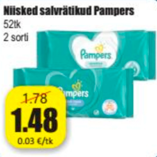 Allahindlus - Niisked salvrätikud Pampers