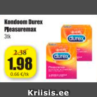 Allahindlus - Kondoom Durex Pleasuremax 3 tk