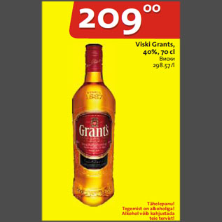 Allahindlus - Viski Grants, 40%, 70 cl