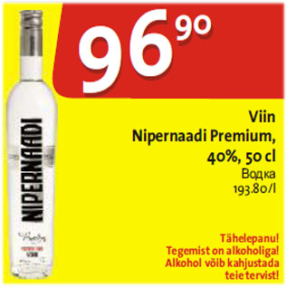 Allahindlus - Viin Nipernaadi Premium, 40%, 50 cl