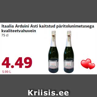 Allahindlus - Itaalia Arduini Asti kaitstud päritolunimetusega kvaliteetvahuvein 75 cl