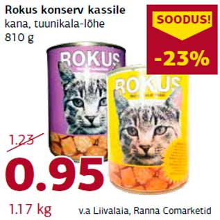 Allahindlus - Rokus konserv kassile kana, tuunikala-lõhe 810 g