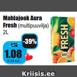 Скидка - Соковый напиток Aura Fresh