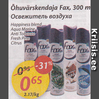 Allahindlus - Õhuvärskendaja Fax, 300 ml