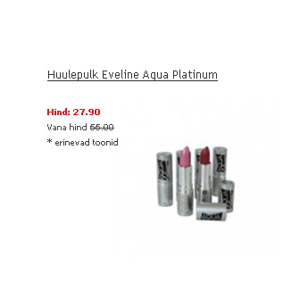 Allahindlus - Huulepulk Eveline Aqua Platinum