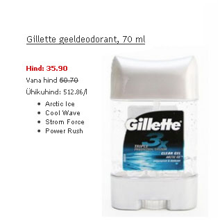 Allahindlus - Gillette geeldeodorant
