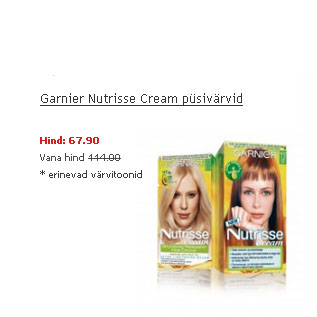 Allahindlus - Garnier Nutrisse Cream püsivärvid