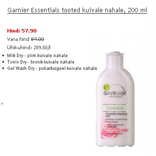 Allahindlus - Garnier Essentials tooted kuivale nahale