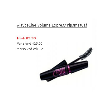 Allahindlus - Maybelline Volume Express ripsmetušš