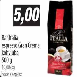 Allahindlus - Bar Italia espresso Gran Crema kohviuba