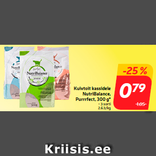 Скидка - Сухой корм для кошек NutriBalance, Purrrfect, 300 г *