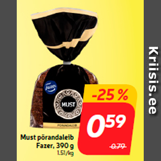 Allahindlus - Must põrandaleib Fazer, 390 g