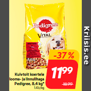 Allahindlus - Kuivtoit koertele looma- ja linnulihaga Pedigree, 8,4 kg*