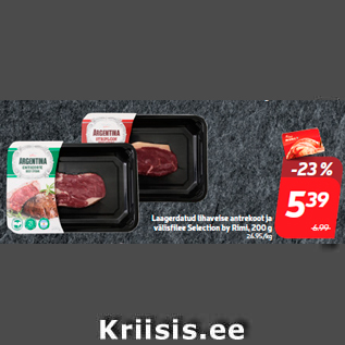 Allahindlus - Laagerdatud lihaveise antrekoot ja välisfilee Selection by Rimi, 200 g