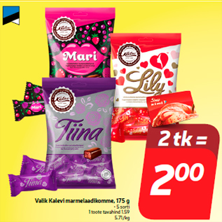 Allahindlus - Valik Kalevi marmelaadikomme, 175 g