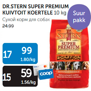 Allahindlus - DR.STERN SUPER PREMIUM KUIVTOIT KOERTELE 10 kg