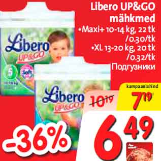Allahindlus - Libero UP&GO mähkmed