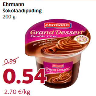 Allahindlus - Ehrmann šokolaadipuding 200 g