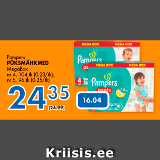 Allahindlus - Pampers PÜKSMÄHKMED