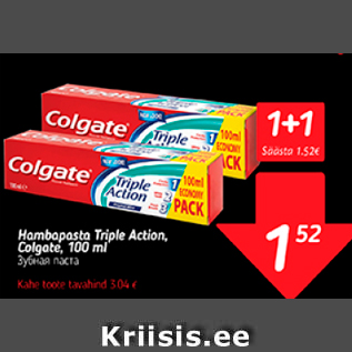 Allahindlus - hambapasta Triple Action, Colgate, 100 ml