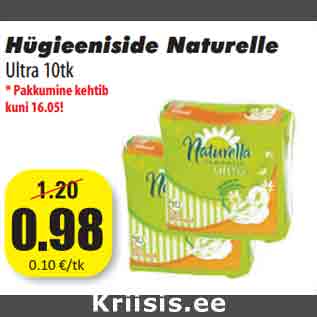 Allahindlus - Hügieeniside Naturelle Ultra 10tk