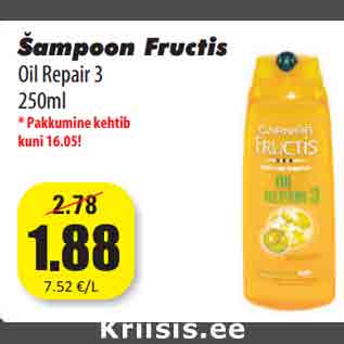 Allahindlus - Šampoon Fructis Oil Repair 3 250ml