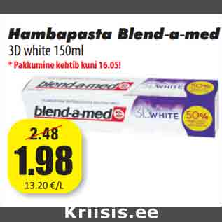 Allahindlus - Hambapasta Blend a med - - 3D white 150ml