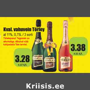 Allahindlus - Kval. vahuvein Törley al 11%, 0,75L / 3 sorti