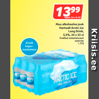 Allahindlus - Muu alkohoolne jook Hartwall Arctic Ice Long Drink, 5,5%, 24 x 33 cl