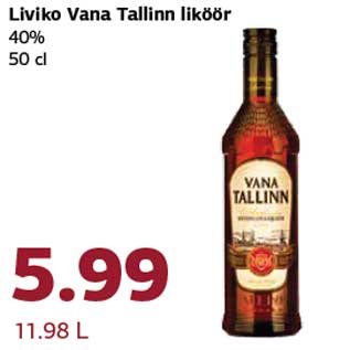 Allahindlus - Liviko Vana Tallinn liköör 40% 50 cl