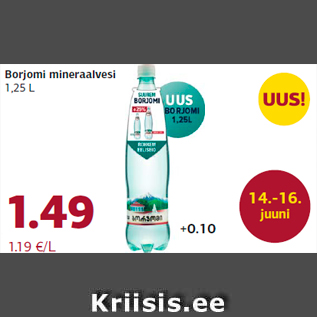 Allahindlus - Borjomi mineraalvesi 1,25 L