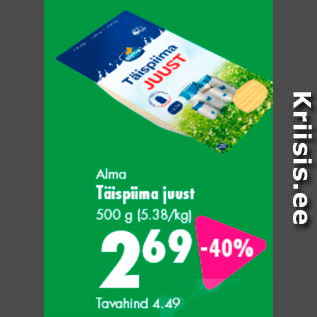 Allahindlus - Alma Täispima juust 500 g