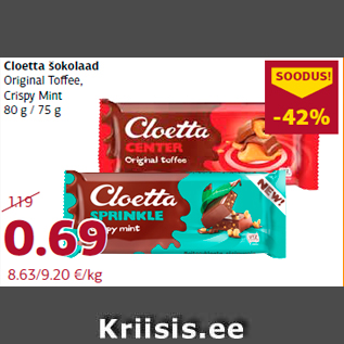 Allahindlus - Cloetta šokolaad