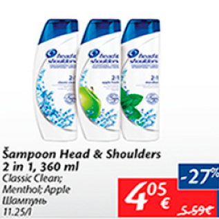 Allahindlus - Šampoon Head & Shoulders 2 in 1, 360 ml