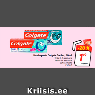 Allahindlus - Hambapasta Colgate Smiles, 50 ml