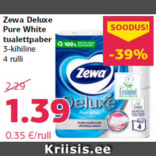 Allahindlus - Zewa Deluxe Pure White tualettpaber