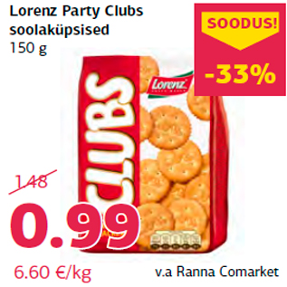 Allahindlus - Lorenz Party Clubs soolaküpsised 150 g