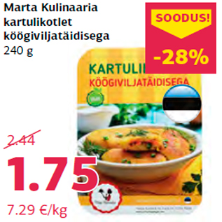 Allahindlus - Marta Kulinaaria kartulikotlet köögiviljatäidisega 240 g