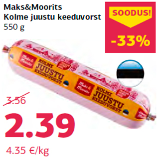 Allahindlus - Maks&Moorits Kolme juustu keeduvorst 550 g